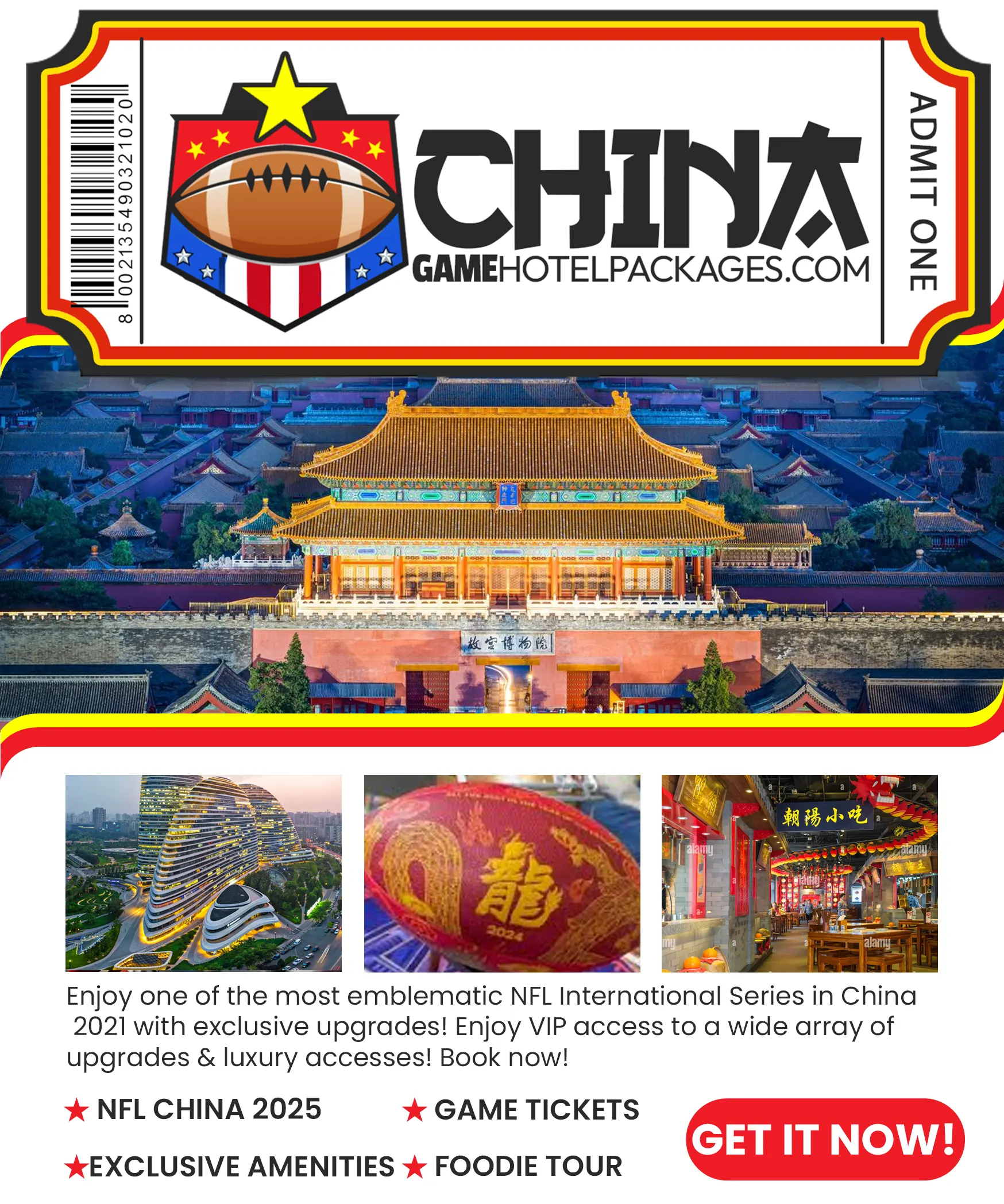 Explore China with city tours and NFL International Series 2021 package - BOOK NOW